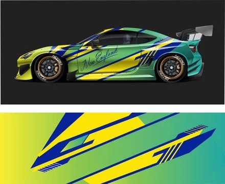 Racing car decal wrap vector designs, sports car wrap design Stock Illustration
