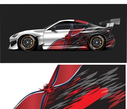 Racing car decal wrap vector designs, sports car wrap design Stock Illustration
