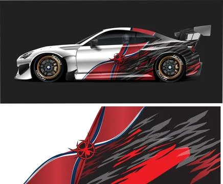 Racing car decal wrap vector designs, sports car wrap design Stock Illustration