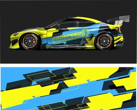 Racing car decal wrap vector designs, sports car wrap design Stock Illustration