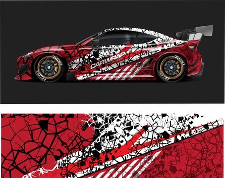 Racing car decal wrap vector designs, sports car wrap design Stock Illustration