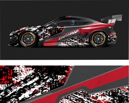 Racing car decal wrap vector designs, sports car wrap design Stock Illustration