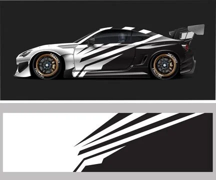 Racing car decal wrap vector designs, sports car wrap design Stock Illustration