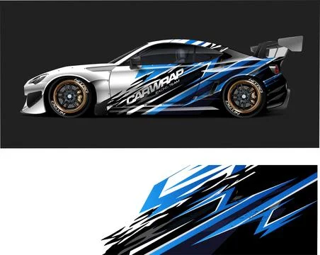 Racing car decal wrap vector designs, sports car wrap design Illustrazione stock