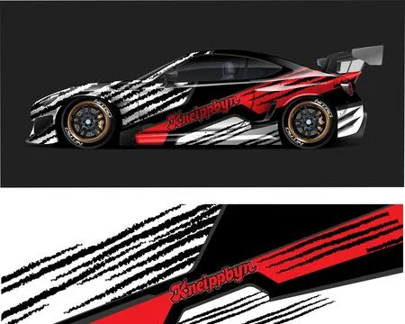 Racing car decal wrap vector designs, sports car wrap design イラスト素材