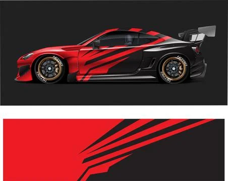 Racing car decal wrap vector designs, sports car wrap design Stock Illustration