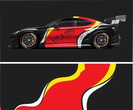 Racing car decal wrap vector designs, sports car wrap design Stock Illustration