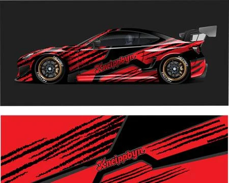 Racing car decal wrap vector designs, sports car wrap design Stock Illustration