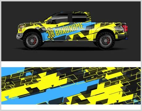 Racing car decal wrap vector designs, sports car wrap design Stock Illustration