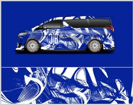 Racing car decal wrap vector designs, sports car wrap design Stock Illustration
