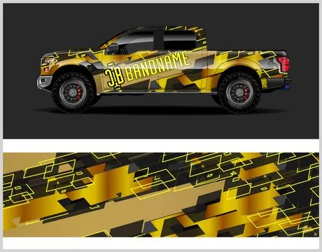 Racing car decal wrap vector designs, sports car wrap design Stock Illustration