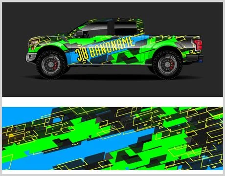 Racing car decal wrap vector designs, sports car wrap design Ilustração Stock