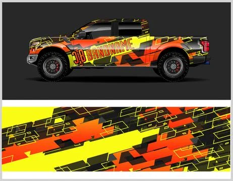 Racing car decal wrap vector designs, sports car wrap design Illustrazione stock