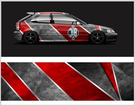Racing car decal wrap vector designs, sports car wrap design Ilustração Stock