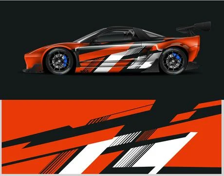 Racing car decal wrap vector designs, sports car wrap design Illustrazione stock