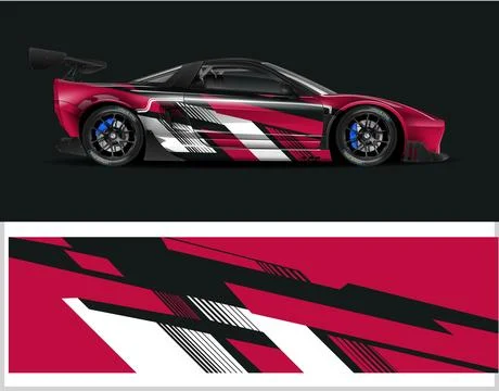 Racing car decal wrap vector designs, sports car wrap design Stock Illustration