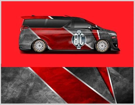 Racing car decal wrap vector designs, sports car wrap design Stock Illustration