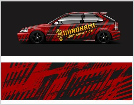 Racing car decal wrap vector designs, sports car wrap design Stock Illustration