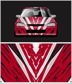 Racing car decal wrap vector designs, sports car wrap design Stock Illustration