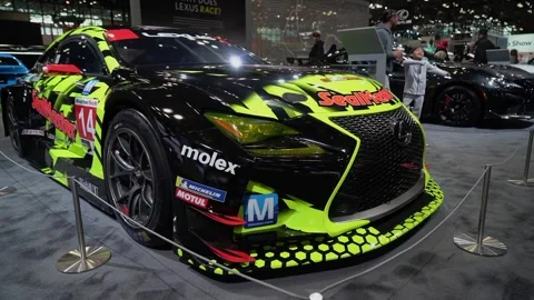 Racing Car is Displayed at the Exciting Auto Show Event Today Vidéo 291623116