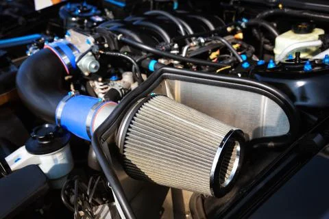 Racing car engine air filter intake 스톡 사진