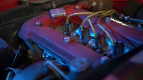 Racing Car engine running motor Stock Footage 200859678