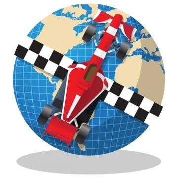 A racing car on a globe. Stock Illustration