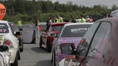 Racing car on the parking Stock Footage 40764814