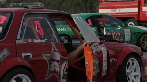 Racing car on the parking Stock Footage 40765747