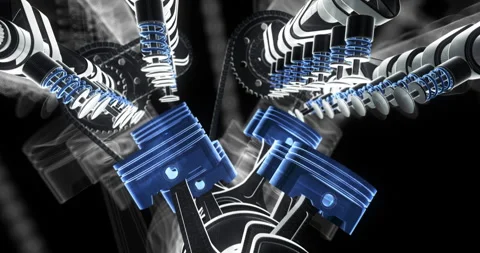 Racing car speeding sequence transitioning into V8 engine animation. 스톡 동영상 329664628