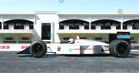 Racing car speeding on track with dashboard engine animation. Stock Footage 329661868
