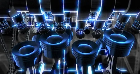 Racing car on track accelerating into V8 engine animation. Video stock 329667114