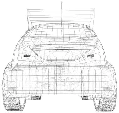 Racing car. Vector Illustration of wire-frame. The layers of visible and Illustrazione stock