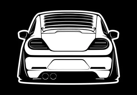 Racing car view from back. Hand drawn silhouette of a sports car. Vector Illustrazione stock