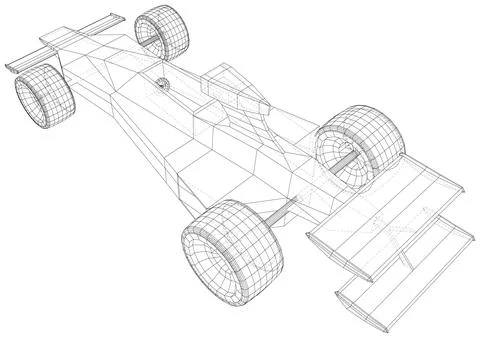 Racing car. Wire-frame. EPS10 format. Vector rendering of 3d. Illustrazione stock