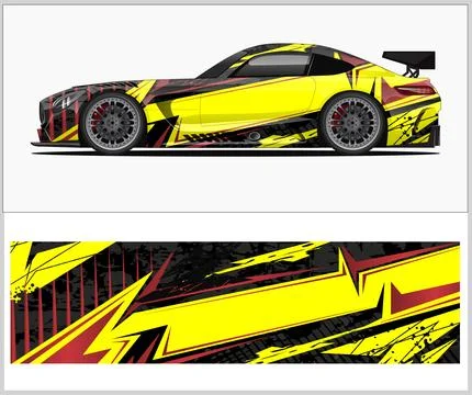 Racing car wrap design, Rusty metal plates Stock Illustration