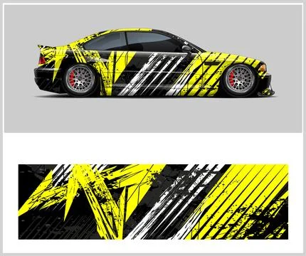 Racing car wrap design, Rusty metal plates Stock Illustration