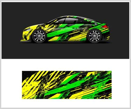 Racing car wrap design, Rusty metal plates Stock Illustration