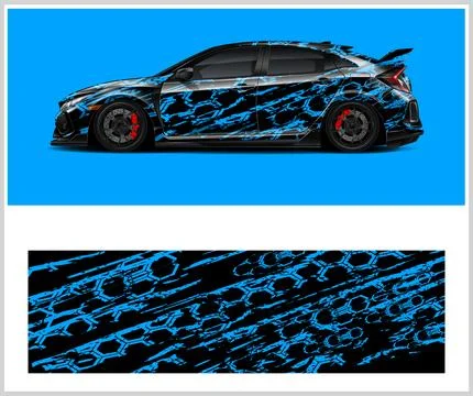 Racing car wrap design, Rusty metal plates Stock Illustration