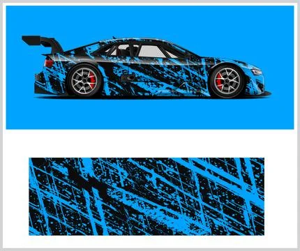 Racing car wrap design, Rusty metal plates Stock Illustration