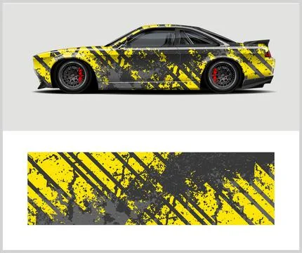 Racing car wrap design, Rusty metal plates Stock Illustration