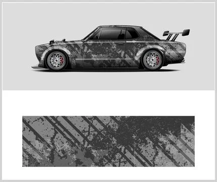 Racing car wrap design, Rusty metal plates イラスト素材
