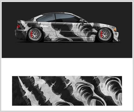 Racing car wrap design, Rusty metal plates Stock Illustration