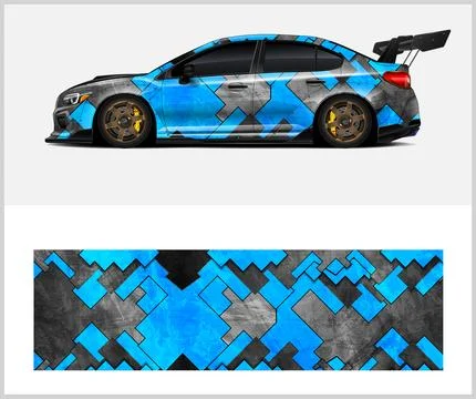 Racing car wrap design, Rusty metal plates Stock-Illustration