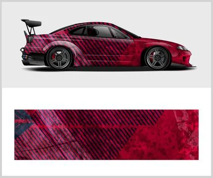 Racing car wrap design, Rusty metal plates Stock Illustration
