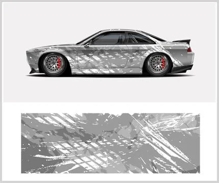 Racing car wrap design, Rusty metal plates Stock Illustration