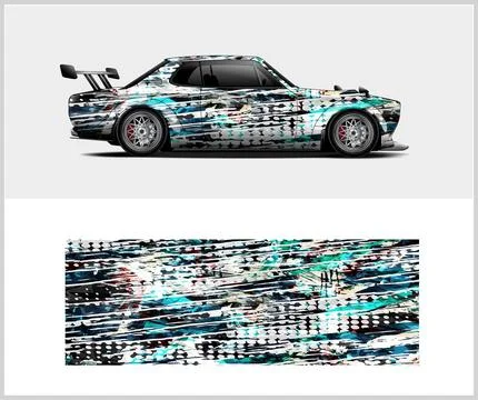 Racing car wrap design, Rusty metal plates Stock Illustration