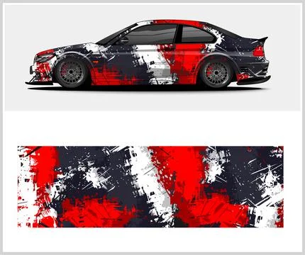 Racing car wrap design, Rusty metal plates Stock Illustration