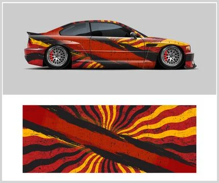 Racing car wrap design, Rusty metal plates Stock Illustration