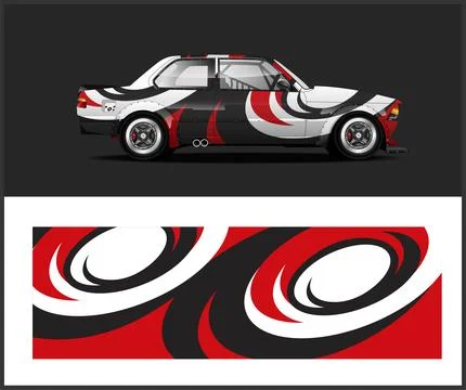 Racing car wrap design vector for vehicle vinyl sticker and automotive Stock Illustration